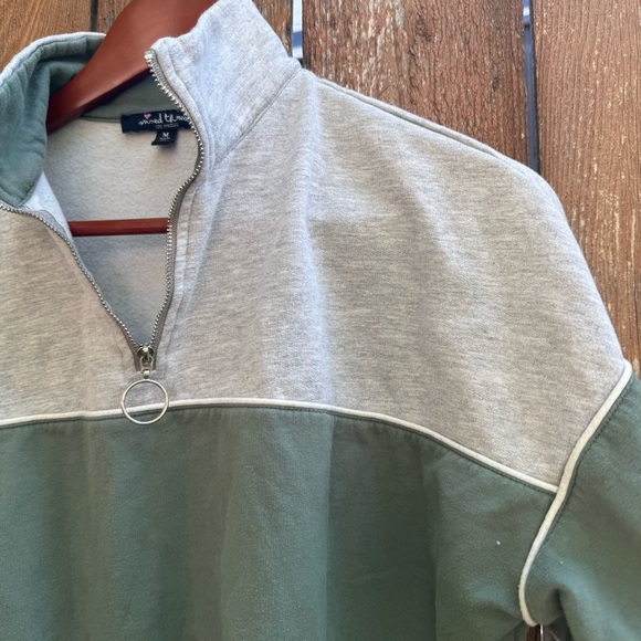 MIXED THREADS Women’s Gray Green 1/4 Zip Pullover Sweatshirt Size Medium - Picture 6 of 10
